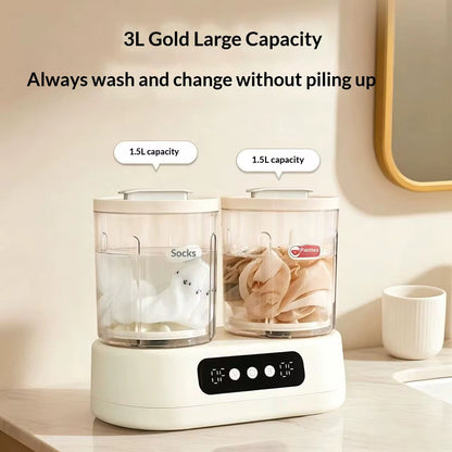 Mini Machine à Laver Double Cuve Intelligente – Nettoyage Rapide & Efficace