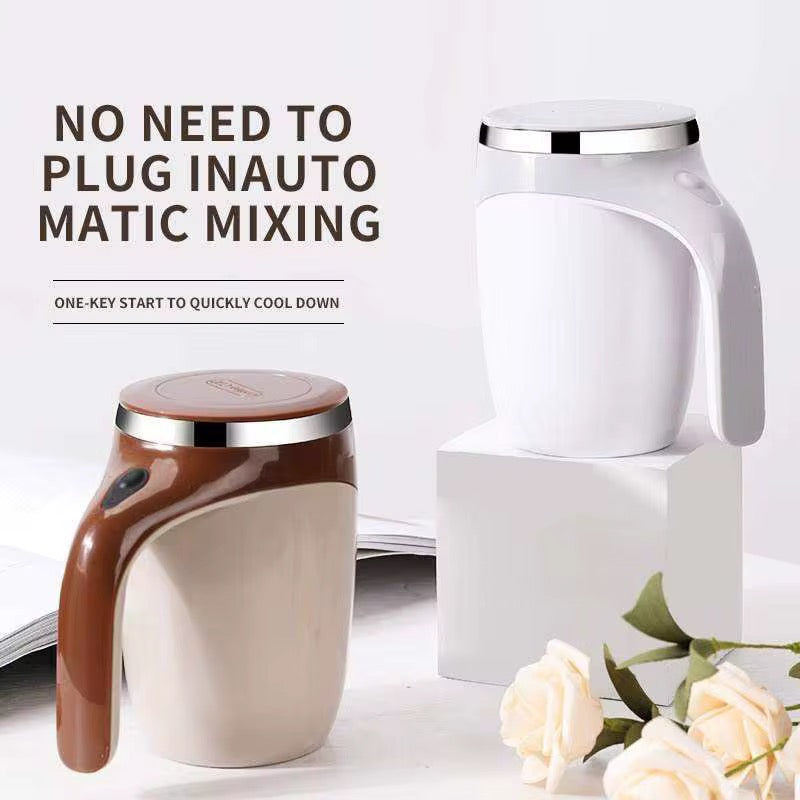 Tasse Mélangeuse Automatique en Acier Inoxydable – Auto Stir Mug Rechargeable