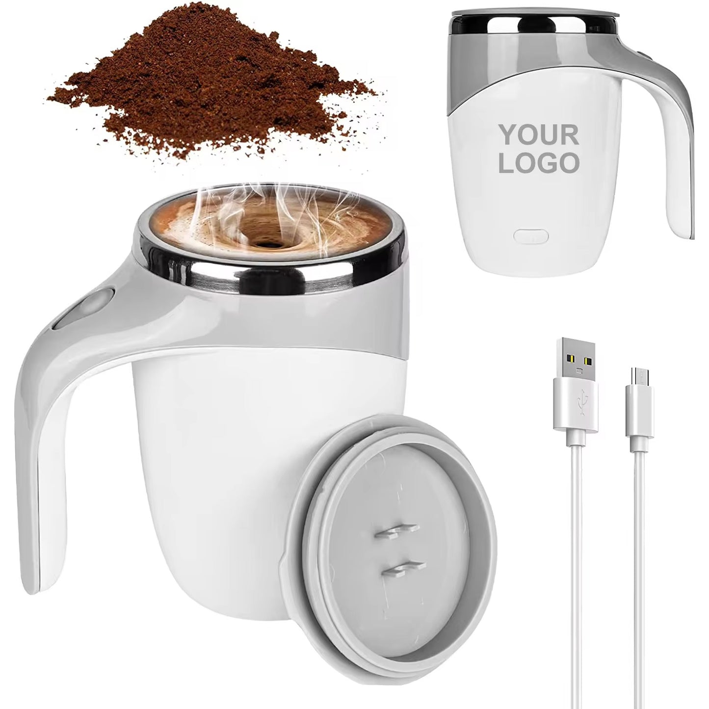 Tasse Mélangeuse Automatique en Acier Inoxydable – Auto Stir Mug Rechargeable