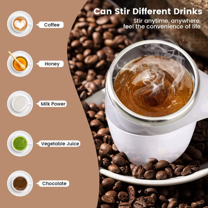Tasse Mélangeuse Automatique en Acier Inoxydable – Auto Stir Mug Rechargeable