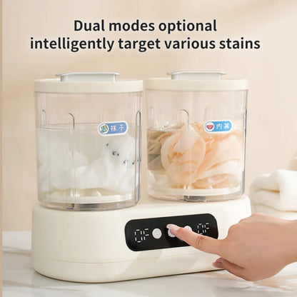 Mini Machine à Laver Double Cuve Intelligente – Nettoyage Rapide & Efficace