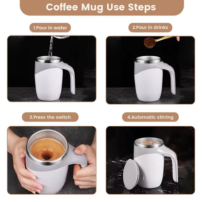 Tasse Mélangeuse Automatique en Acier Inoxydable – Auto Stir Mug Rechargeable