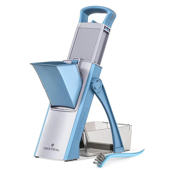 Coupe-Légumes Multifonction 5 en 1 – Mandoline Manuelle avec Lames Interchangeables et Bac de Récupération